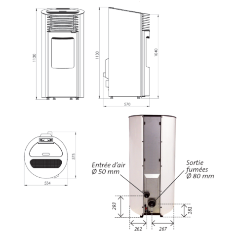 Poêle à granulés Etanche Connecté - EMAFLAM REVA - 8.2 kW Bordeaux