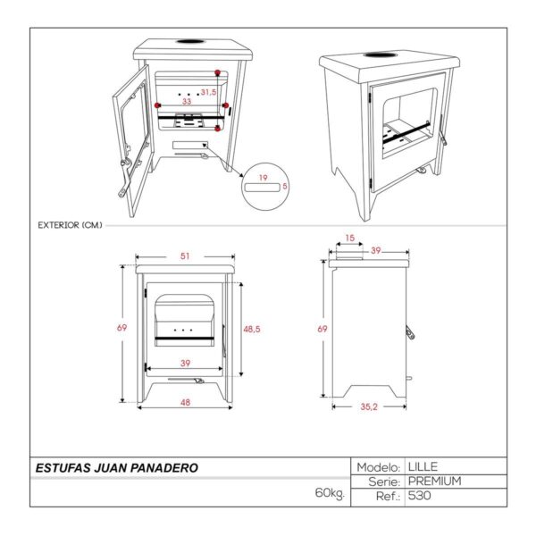 JUAN PANADERO POELE A BOIS LILLE PREMIUM 7,4 KW – Image 3